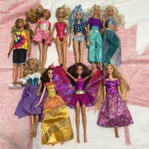 Barbie Dolls, Disney Mattel Dolls and Ken Doll Used Lot with Clothes